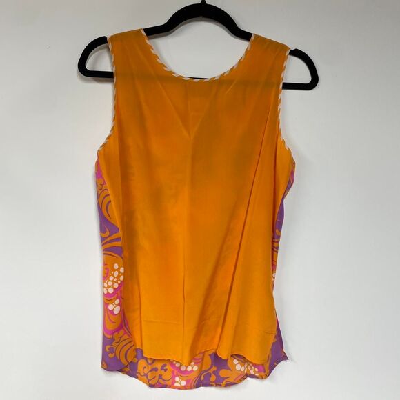 Koos of Course Women's Small 100% Silk Funky Orange Blouse and Tank Set Retro - Picture 4 of 8